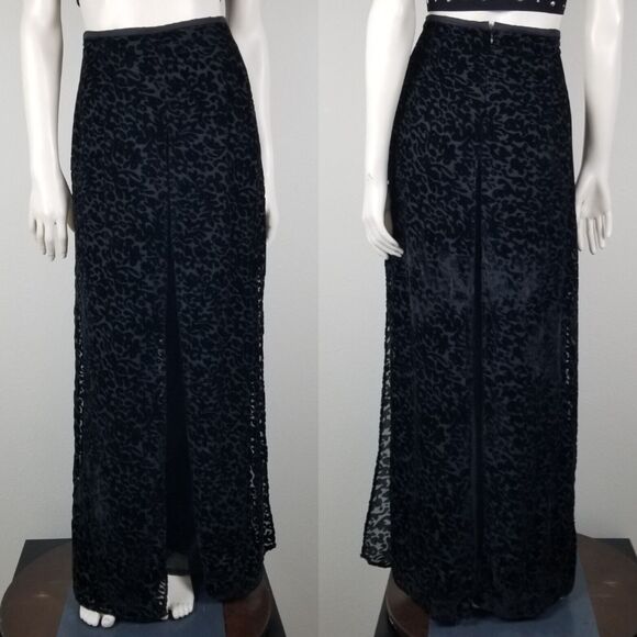 JR Nites By Caliendo Y2K 90s Flowy Sheer Velvet Pattern Party Prom Pants Size 10 - Picture 2 of 16